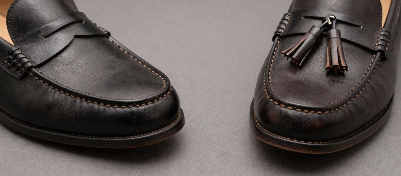 Penny loafer and tassel loafer comparison.