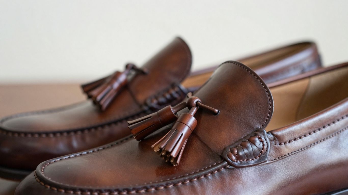 Brown tassel loafers, essential men's dress shoes.